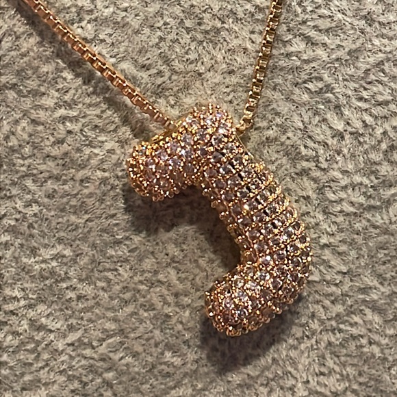 Bubble Initial All Letters Available Necklace Cz Diamond 18 KT Gold Plated 
NEW - Picture 9 of 11
